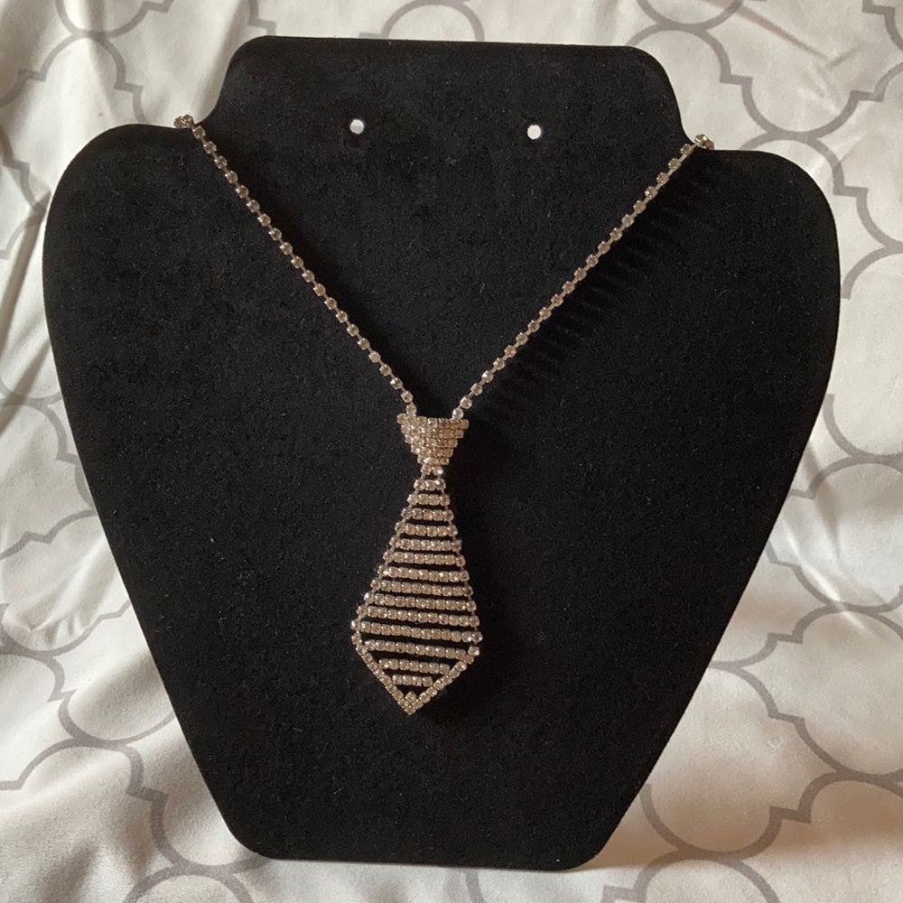 Rhinestone Necktie Necklace